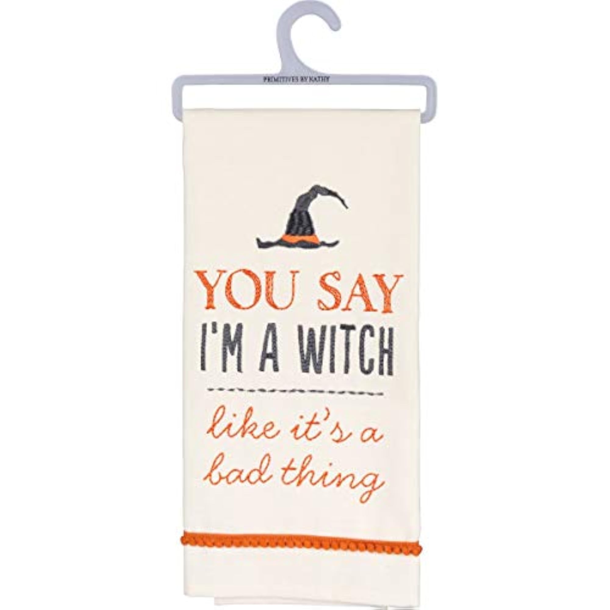 Embroidered Halloween Dish Towel, Witch Design