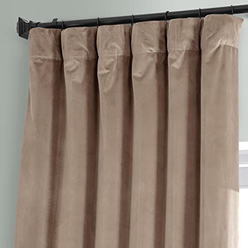 Image of HPD Half Price Drapes Signature Plush Velvet Blackout Curtains for Bedroom (1 Panel), 50W X 84L Hotel Black Out Curtains for Living Room, Thermal Insulated Blackout Curtains, Pashmina Taupe