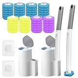 Disposable Toilet Brush 2 Pack Toilet Brush Disposable with 48 Replacement Sponge Brush Heads and Holder, Quickly and Hygiene Clean Toilets, Showers and Sinks, Bathroom Cleaning, Sink, Bathtub (48)