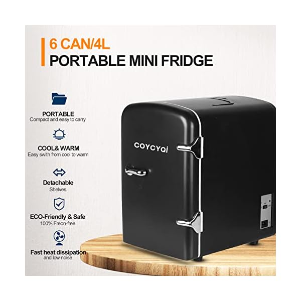 COYCYQI Mini Fridge for Skincare, 4L/6 Can Small Personal Beauty Cooler