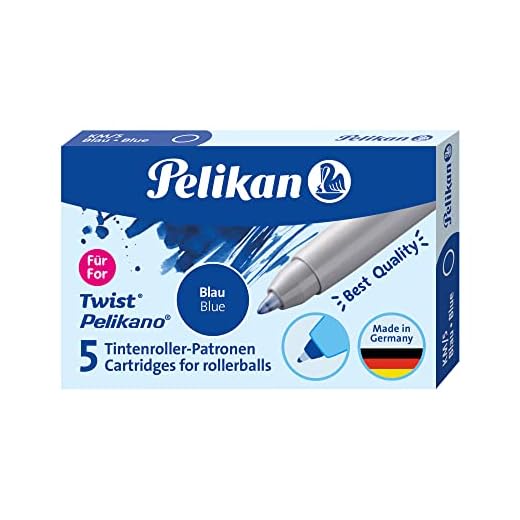 Pelikan Cartucce Sferografiche KM5 Blu Royal, Confezione 10 Unità, 2 Scatole da 5 Cartucce, per Serie Grand Prix, Twist e Griffix, Punta M Indeformabile, Made in Germany