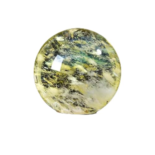 Crystal Smelting Yellow Quartz Ball, Citrine Polished Divination Sphere with Wood Stand,Decorative for Feng Shui,16cm