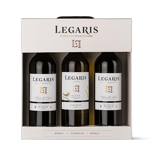 Legaris - Estuche regalo 2 Vinos tintos Roble + 1 Vino blanco 100% Verdejo (DO Ribera del Duero y DO Rueda) - 3 botellas 75cl