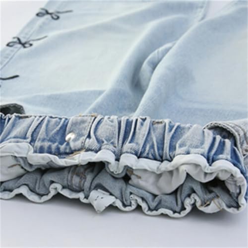 Girls Bowknot Jeans Straight Leg Elastic Waist Baggy Denim Pants Kids Retro Casual Trousers for 5-13 Years2