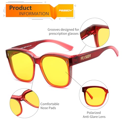 FEISEDY Sunglasses Fit Over Glasses Oversized Polarized Shiny for Women Sunglasses UV400 B02693