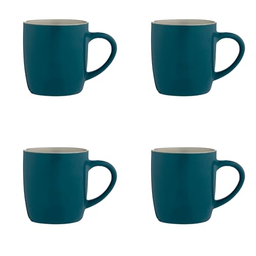 Price & Kensington Accents Mug Set, Teal with Cream Inner, 330ml Stoneware, Set of 4 | Durable Ceramic, Dishwasher & Microwave Safe, British Heritage Brand