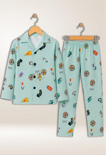 Image of 3BROS Kid's Pure Cotton Full Sleeves Night Suit /Dress for Boys /Girls Full Pajama & Top Sleep Suit Combo Set