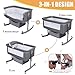 ehozirta 3 in 1 Baby Crib, Baby Cradle, Toddler Bassinet, Infant Cot, Travel Cot, with Mattress and Changing Table, Folding, Adjustable, Rocking, Portable Crib(American Grey)