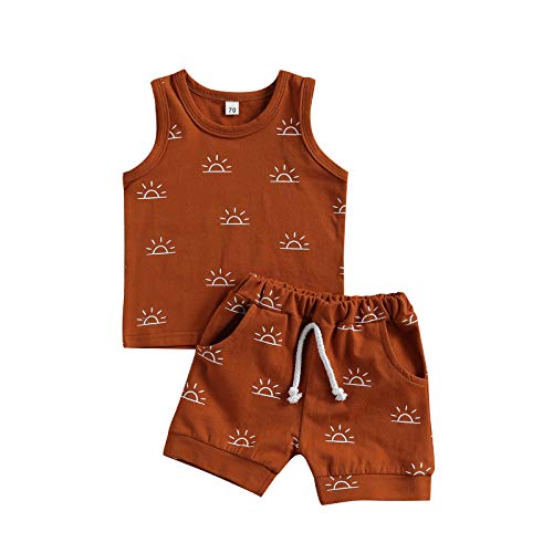 CIYCUIT 2Pcs Baby Boy Summer Clothes Infant Toddler Beach Outfits Sleeveless Tank Tops Shorts Set