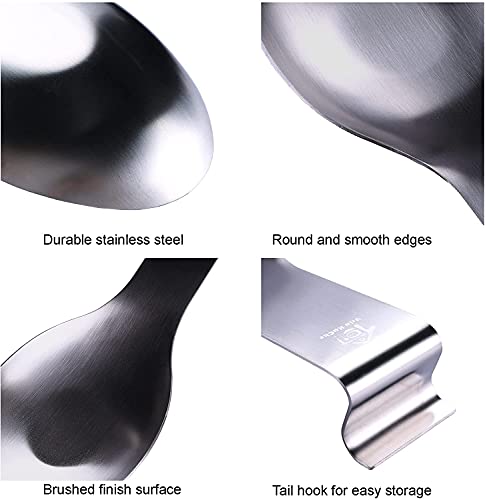 Vila KuChe Stainless Steel Spoon Rest for Kitchen Spoon Holder Counter Cooking Utensil Rest Spoon Heavy Duty Dishwasher Safe (Silver 2pcs) - Image 2