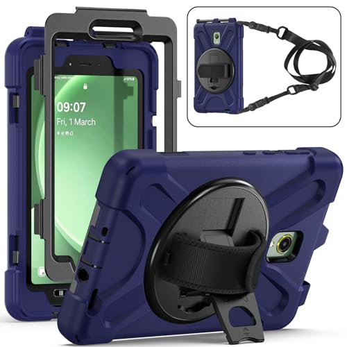 Rantice Samsung Galaxy Tab Active5/Active 3 8.0 Case, with 360 Stand, Handle Hand Strap & Shoulder Strap for Galaxy Tab Active5 8' 2024 X300/X307, Active3 8' 2020 T570/T575/T577 (NavyBlue)