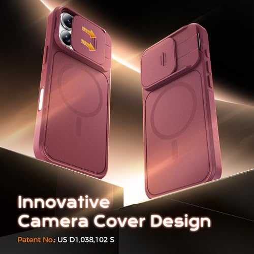 Image of TOCOL for iPhone 16 Pro Max Case with Slide Camera Cover, Kickstand and Camera Control Button, Fit for MagSafe, Rugged Solid Phone Case, Non-Slip, Drop Protection, Wine