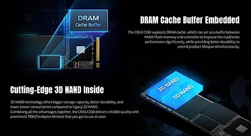 Image of KLEVV CRAS C930 1TB M.2 2280 NVMe PCIe Gen4x4 Internal Gaming SSD Aluminium Heatsink Included, Compatible with PS5, up to 7400MB /s with DRAM Cache (K01TBM2SP0-C93)