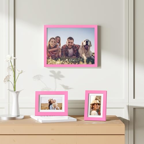 decorUhome 4x6 Picture Frame Set of 10, Display Photos 3.5x5 with Mat or 4x6 Unmatted for Picture Frames Collage Wall Decor, Pink