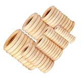 Anneaux de rideaux avec crochets - également comme suspension pour mobile, comme anneaux de rideaux ou pour de nombreuses autres idées créatives, anneaux de tringle à rideaux en bois naturel grands