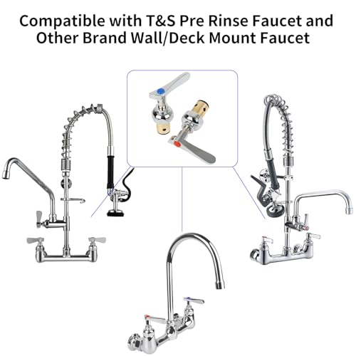 KWODE Replacement Brass Hydraulic Control Spindle Assembly Cartridge Faucet Valve for Bathroom Kitchen Wall Mount Commercial Faucet (1 Pair Hot & Cold)