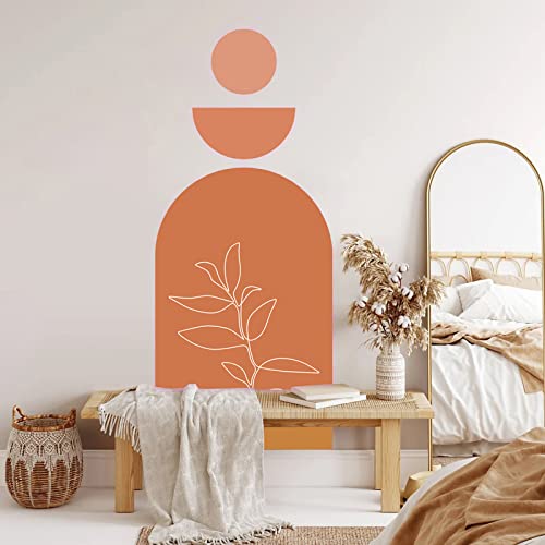 (21”X51”) Arch Wall Decal Decor Sticker, Boho Wall Decor Sticker, Boho Decal, Wall Decals For Living Room, Wall Mural Boho Decor, Removable Arch Wall Stickers, Peel And Stick(Orange) #TOP3