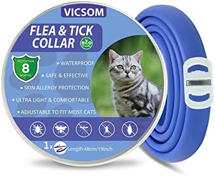Flea and Tick Collar for Cats, Flea Cats Collar, Flea Treatment Cats, 8 Months Protection Waterproof Adjustable Cat Flea and Tick Collar, Natural Anti Tick Collar for Kittens Cats Puppies Pink