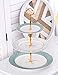 Jusalpha 3-tier Elegant Blue Ceramic Cake Stand/Cupcake Stand/Dessert Stand/Tea Party Pastry Serving Platter/Food Display, Stand, Comes In a Gift Box- Free Sugar Tong JQ-3RG (Blue)