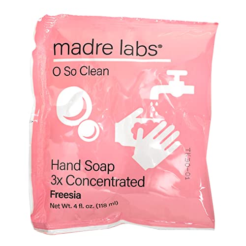 Madre Labs Hand Soap, 3X Concentrated Makes 16 Fl. Oz., Eco-Friendly, Paraben-Free, Dye-Free, Cruelty-Free, Freesia Scented, 1 Pouch, 4 Oz (118 Ml) #TOP2