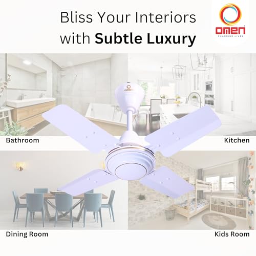 Image of Omen Changing Lives Durby 600 mm /24 inch Ceiling Fan | 900 RPM,Ultra High-Speed 4-Blade Decorative Fan | Energy-Efficient Performance | Powerful Air Delivery | 2-Year Warranty| Pack of 2 (White)