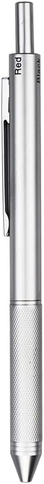 TSML 4-in-1 Multicolor pen - Metal Cased Multifunction Pen - Black Ball Pen, Blue Ball Pen, Red Ball Pen and 0.5mm Mechanical Pencil (Silver)