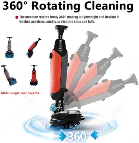 Commercial Electric Floor Scrubber & Tile Polisher, Cordless Carpet Extractor with 360° Rotating Power Scrub Brush, Ideal for Tile, Hard Floors & Concrete Cleaning