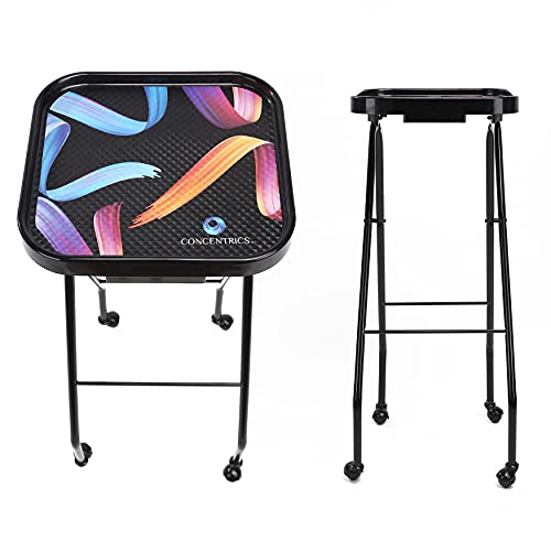 Concentrics Premium Salon Folding Trolley - Salon Trolley, Salon Rolling Trays, Salon Cart Folds up for easy storage | Perfect for Caddy Salon Trolley, Tattoo Station, Salon Cart, or Medical Tray