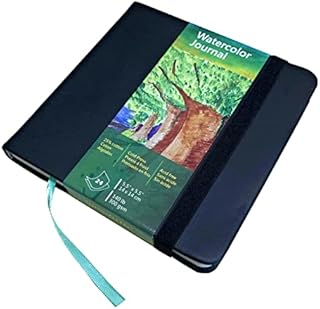 tumuarta Square Watercolor Journal,140 LB,300 GSM,5.5X5.5", Cotton Paper,Cold Press,24 Sheets, Watercolor Paper Sketchbooks for Use As Travel Notebook and Mixed Media Pad