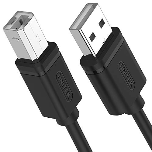 UNITEK Kabel USB A 2.0 na USB B (męski/1 metr, czarny, PCW, 28AWG/ kabel do transmisji danych do drukarki/drukarki kompatybilny z PC, notebook/Y-C430GBK