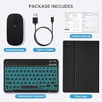 SOPPY Tastaturhülle mit Hintergrundbeleuchtung und Maus für Samsung Galaxy Tab A11 Plus 27,9 cm (11 Zoll) 2025/A9 Plus 27,9 cm (11 Zoll) 2023, UK-Layout, schlanke magnetische Abdeckung mit abnehmbarer – Ansicht 9