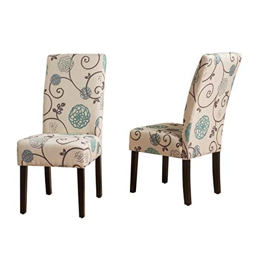 Christopher Knight Home Pertica Fabric Dining Chairs, 2-Pcs Set, Polyester White And Blue Floral