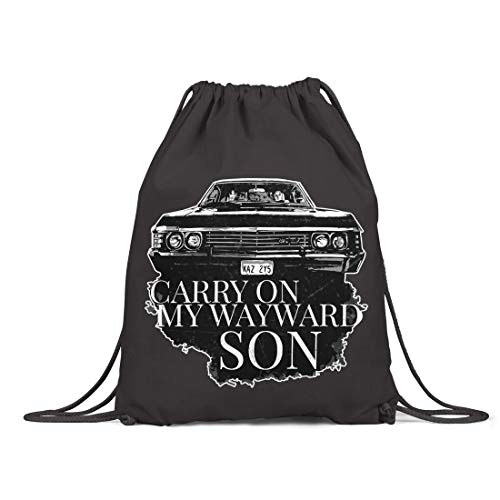 BLAK TEE Carry On My Wayward Son Organic Cotton Drawstring Gym Bag Black