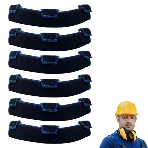 6 PCS Safe Hard Hat Sweatband, Washable Hardhat Sweatband, Hard-Hat Liner Replacement, Reusable Flame Retardant Cotton Hardhat Sweatbands for Welding Helmet, Construction Hats, Chainsaw Helmet(Black)
