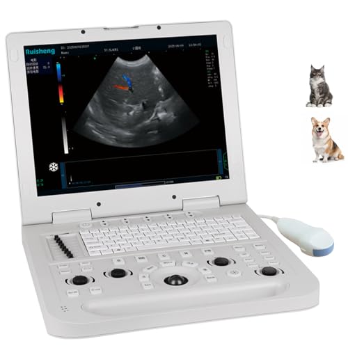 RUISHENG CU3 15-inch Laptop Color Doppler Ultrasound Machine with a Probe and Optional 3D Function for Pregnancy Testing in Cats, Dogs, Pigs, Sheep, and Others. (2D, 6.5 MHz Mic-Convex Probe)