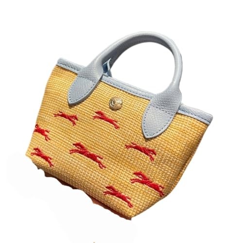 Straw Purse Straw Bag Small Hand-held Tote Bag Shoulder Crossbody Women's Mini Vegetable Basket Straw Purses