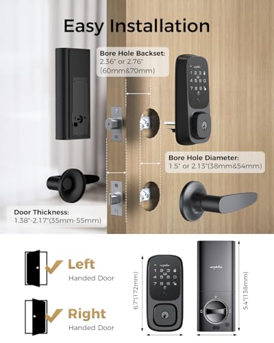Image of ARPHA Keyless Entry Door Lock, Palmar Vein Recognition Deadbolt with Handleset for Front Door, Built-in WiFi, Amazon Alexa, Google Assistant, App-Control, Voice Control, NFC