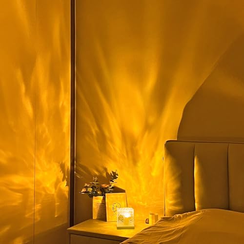 GY LED Sternenhimmel Projektor Kinder Lampe RGB Nachtlicht Mit 16 Farben Dimmbarer Wasserwellen Hologramm Projektor Mit Fernbedienung Zimmer Deko Für Kinderzimmer Schlafzimmer Gaming Party Teenager