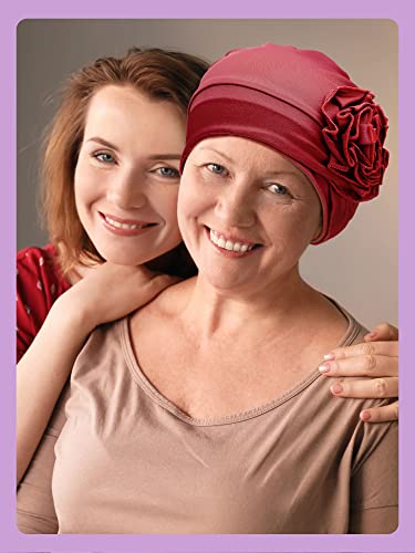 9 Pieces Chemo Hats Chemo Caps Cancer Headwear For Women Chemo Head Wraps Elastic Cancer Turban Soft Flower Beanie For Patient Hair Loss, 9 Colors #TOP5