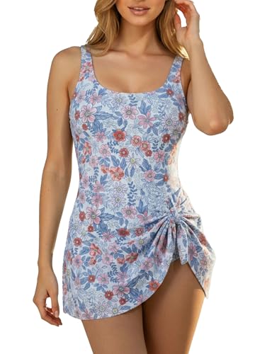 Maillot de bain une pièce avec jupe et contrôle du ventre pour femme