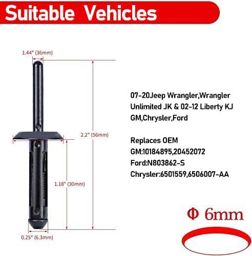 Miniatura 3 de Remaches de plástico tipo empuje 3 en 1 para Jeep Wrangler  Clips de retención de sujeción OTUAYAUTO de repuesto para Jeep Wrangler JK JL 2007-2022