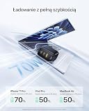 Baseus Enerfill Ładowarka USB C 70W, 3-portowa ładowarka GaN6 z szybkim ładowaniem, kompaktowa ładowarka do MacBook Air, iPhone 17/16/15 Pro Max, iPad Pro, Galaxy S25/S24, Pixel, laptopa i innych