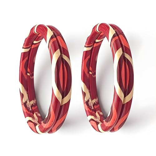 Image of Rajasthani Traditional Lac Bangles Set, Handcrafted Multi-Color Pattern with Gold Accents, Jaipuri Lakh Chudi, Red, Maroon, Pink, Purple, Blue, Green, 4 Piece Set