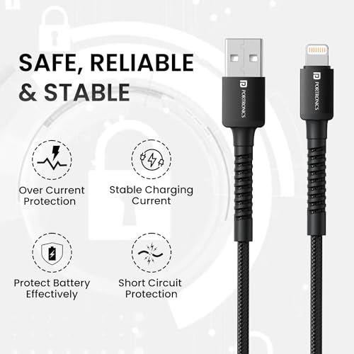 Portronics Konnect X USB to Lightning Cable, Black - Image 3