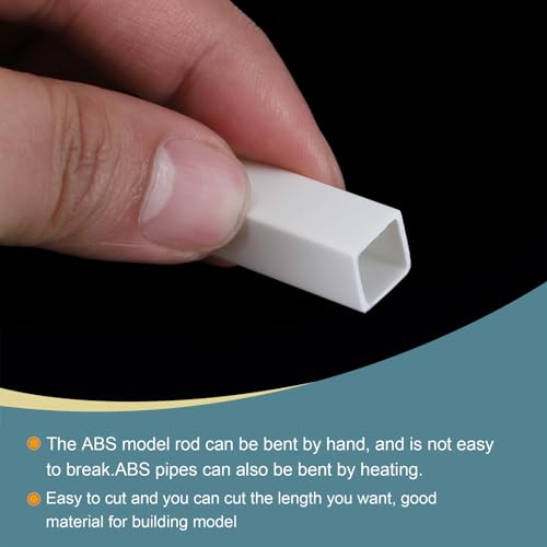 Image of MECCANIXITY 10pcs 20 inch Plastic Model Tube ABS Solid Square Bar 0.39 inchx0.39 inch White Easy Processing for Architectural Model Making DIY