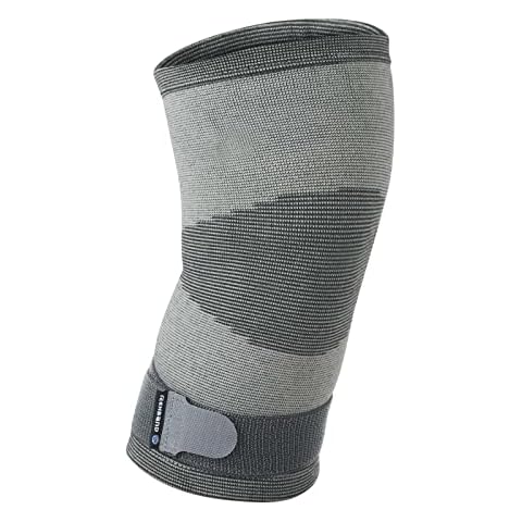 Rehband Knitted Knee Sleeve for sports & daily life, knee compression sleeve stabilizes muscles and improves blood circulation, Colour:Grey, Size:Medium Cover