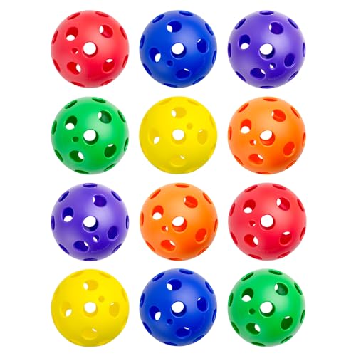 Cannon Sports 12-Inch Plastic Softballs – 12 Pack of Official Size Plastic Practice Softballs – Perfect for Hitting, Pitching, Batting, Recreational Play (Assorted)