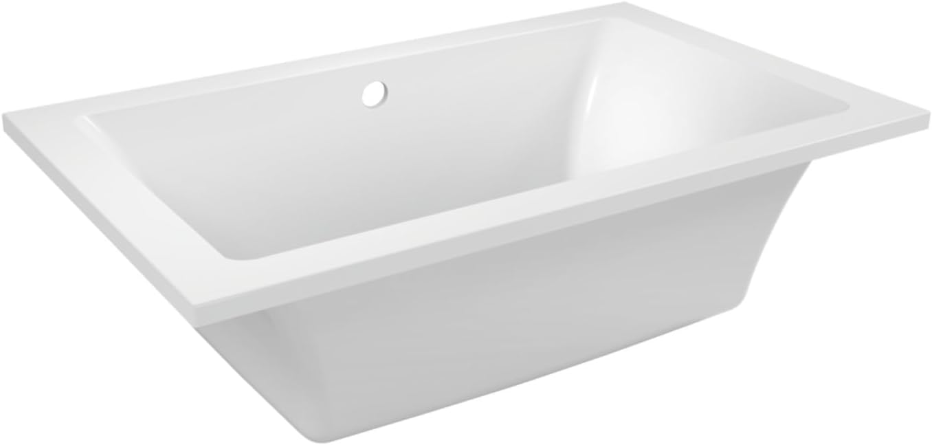 Aqua Eden VTPN593619C 59-Inch Acrylic Drop-In Tub with Reversible Drain, Glossy White