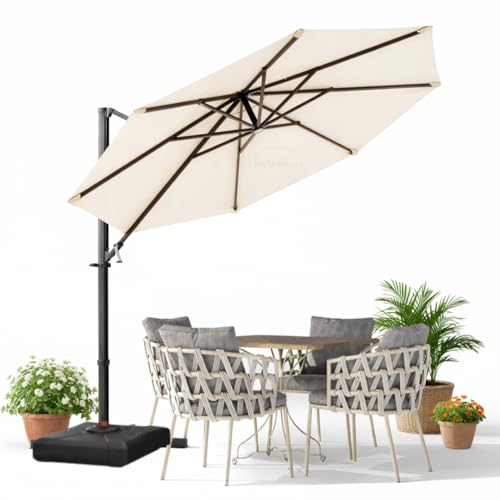 Image of THESHELTERS - Premium Garden Umbrella 360 Degree Rotating Stylish and Durable Outdoor Garden Umbrella with Heavy-duty Water Base (95Kgs)- Patio and Lawn Umbrella, 2.5x2.5m Big Size Outdoor Umbrella with Stand