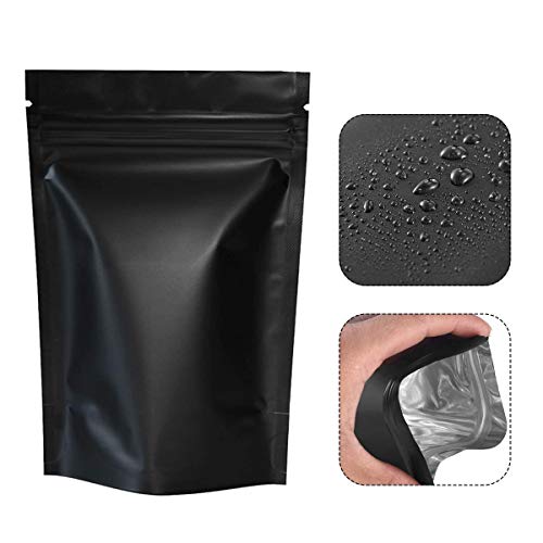 Techson, 100 sacchetti richiudibili a prova di odore, sacchetti in alluminio Mylar per feste, bomboniere, sacchetti regalo (nero, 15,2 x 21,8 cm)